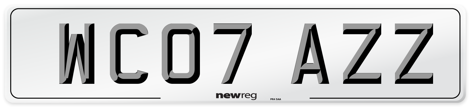 WC07 AZZ Number Plate from New Reg